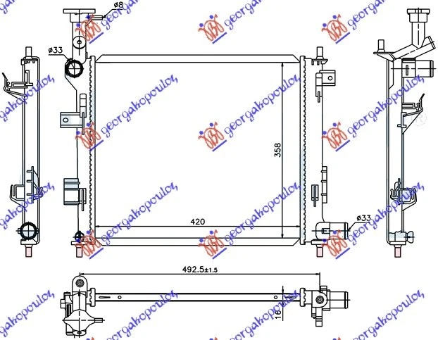 HLADNJAK MOTORA BENZIN (MAN) (42x37) (VALEO)