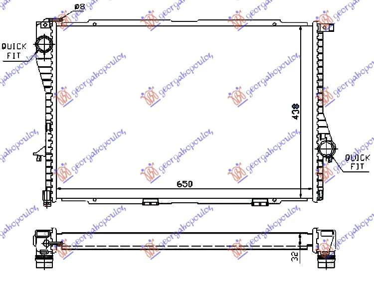 HLADNJAK MOTORA BENZIN (MAN/AUTO) (+/-AC) (65x43.8) (VALEO)