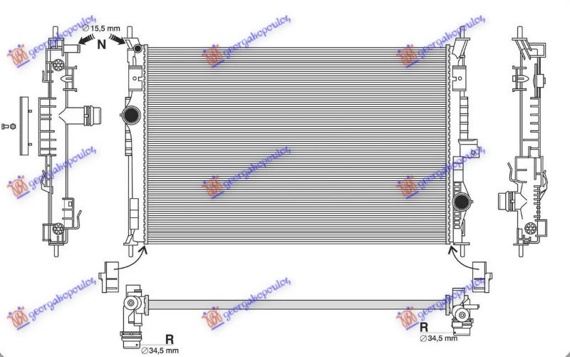 HLADNJAK MOTORA BENZIN/DIZEL (650x435x18) (VALEO TIP) (NRF)