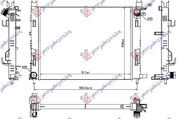 HLADNJAK MOTORA BENZIN/DIZEL (+AC) (51x40.8x2.7) 2012- (VALEO)