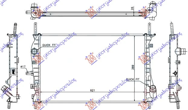 HLADNJAK MOTORA DIZEL (+AC) (62x39.7) 2002- (VALEO)