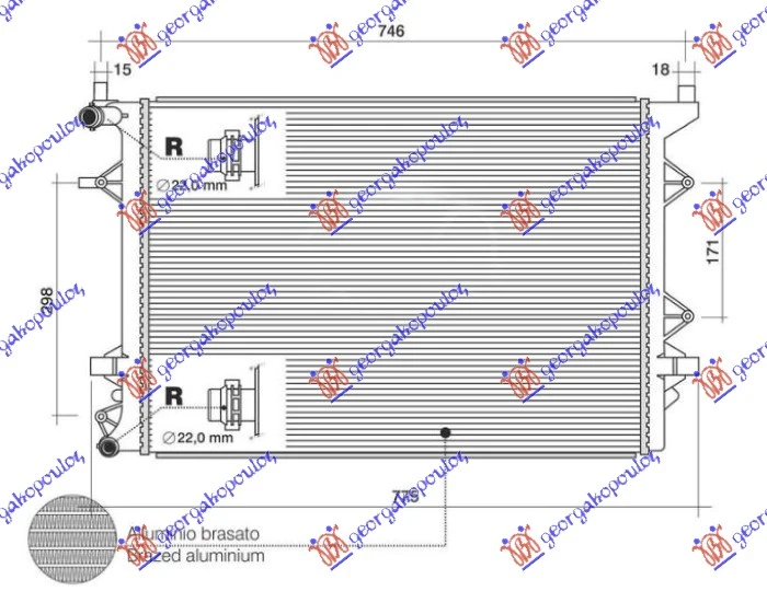 HLADNJAK MOTORA DODATNI 1.4 TSI/HIBRID BENZIN (628x441x16) (NRF)