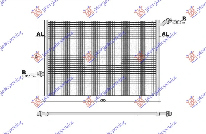 HLADNJAK MOTORA DODATNI 1.6/2.0/2.2/3.0 PETROL - 1.6/2.2 DIESEL (680x445) (NISSENS)