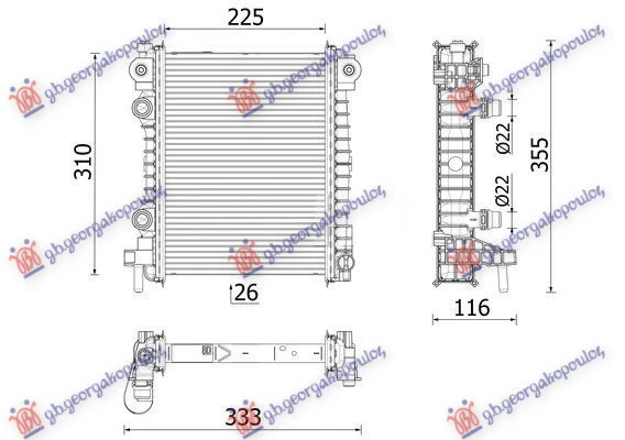 HLADNJAK MOTORA DODATNI 2.0-2.9 BENZIN (225x310x26) (NRF)