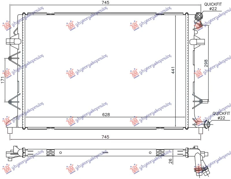 HLADNJAK MOTORA DODATNI 2.0 TDi DIZEL (630x440x26) (NRF)