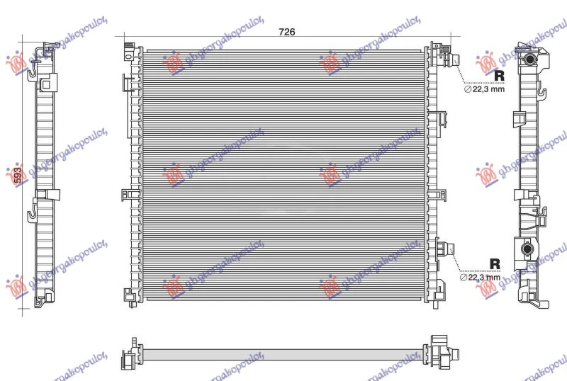 HLADNJAK MOTORA DODATNI 2.0/3.0 DIZEL - 3.0/4.4 BENZIN HIBRID (xDrive) (625x545) (NRF)
