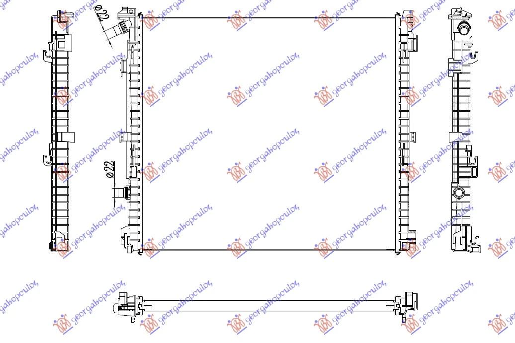 HLADNJAK MOTORA DODATNI 3.0 BENZIN - 2.0 DIZEL (615x564x26) (NRF)