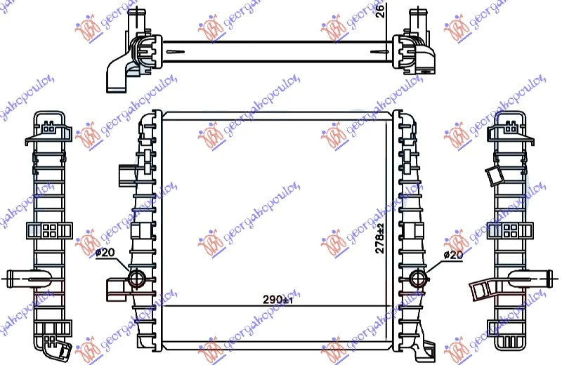 HLADNJAK MOTORA DODATNI 3.0 TSI HIBRID (AUTO) (29x27.8x2.6) (NISSENS)