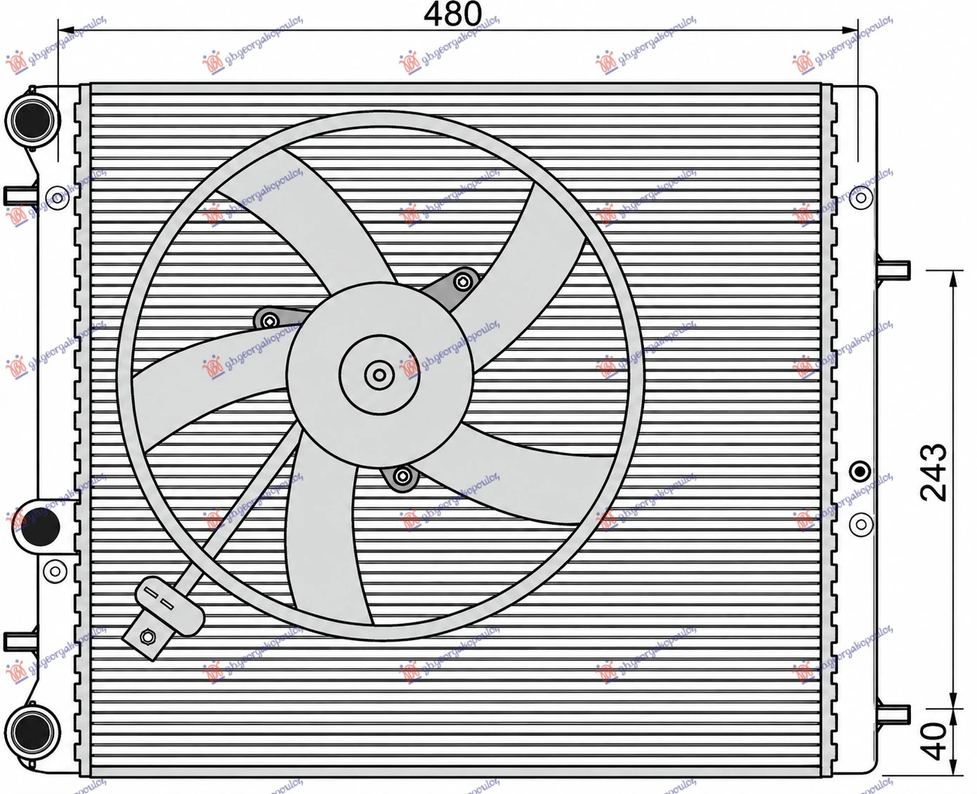 HLADNJAK MOTORA SVI MODELI (-AC) (430x410) (SA VENTILATOROM) (MARELLI)