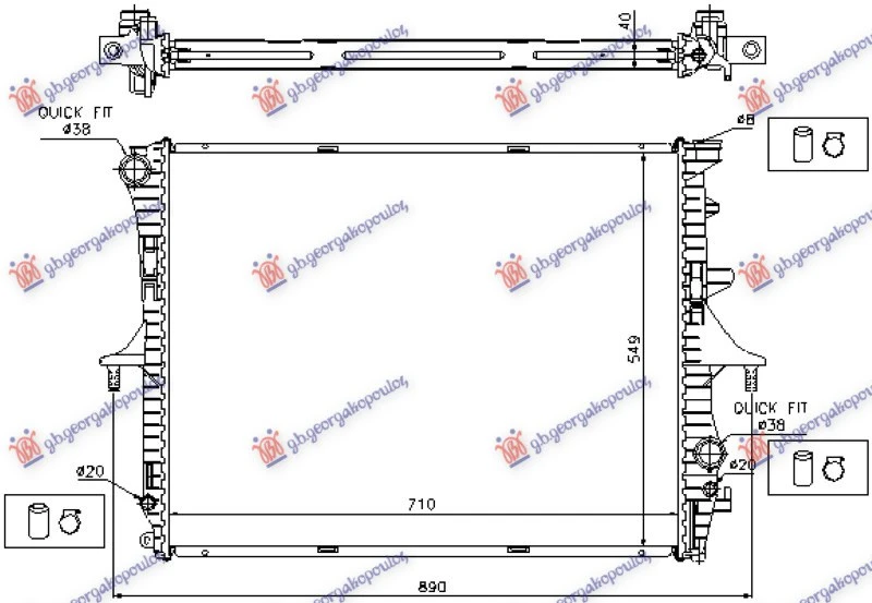 HLADNJAK MOTORA SVI MODELSI BENZIN/DIZEL (MAN/AUTO) (+/-AC) (71x55) (KOYO)
