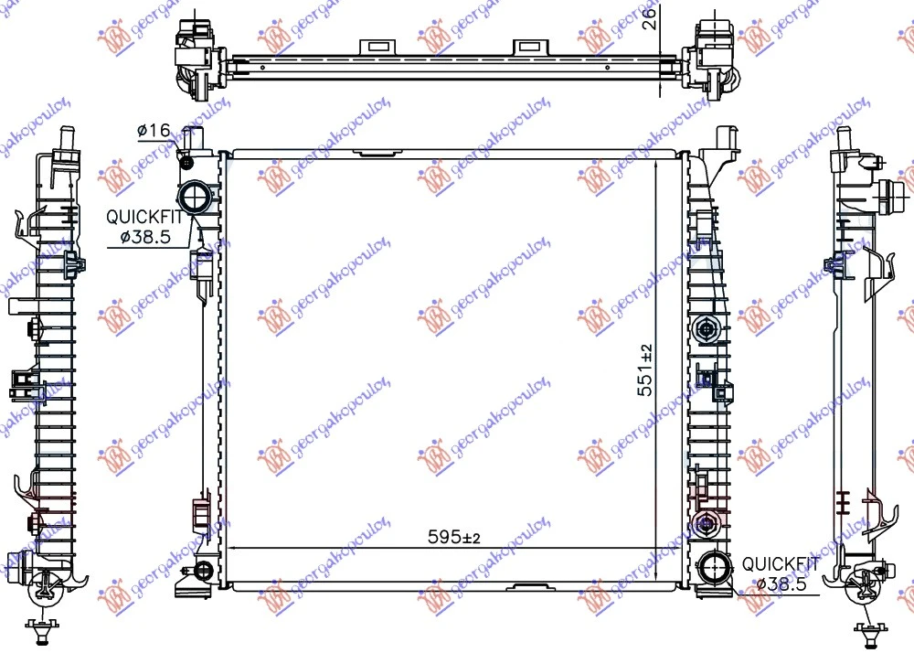 HLADNJAK MOTORA ZA SVE MODELE (595x551x16) (NRF)