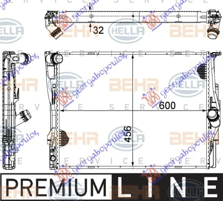 HLADNJAK MOTORA ZA SVE MODELE BENZIN (AUTO) (600x460x32) 1 CEV (MAHLE BEHR PREMIUM LINE)