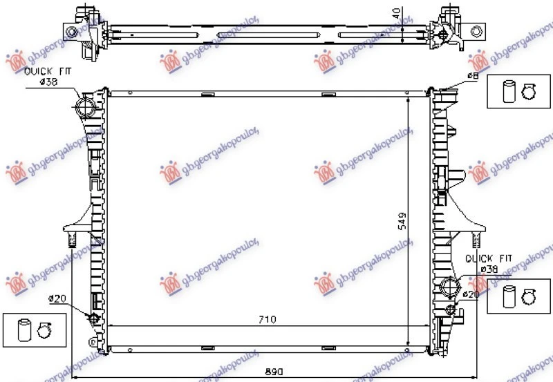 HLADNJAK MOTORA ZA SVE MODELE BENZIN/DIZEL (MAN/AUTO) (+/-AC) (710x550) (NRF)