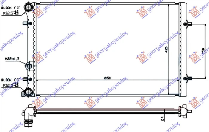 HLADNJAK MOTORA ZA SVE MODELE BENZIN/DIZEL (MANUAL/AUTOMATIC) (+/-AC) (65x41.5) (NISSENS)