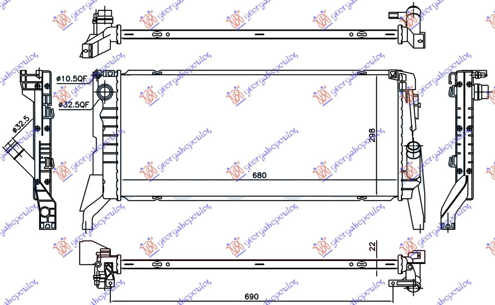 HLADNJAK MOTORA ZA SVE MODELE DIZEL (MAN) (680x298x22) (VALEO)