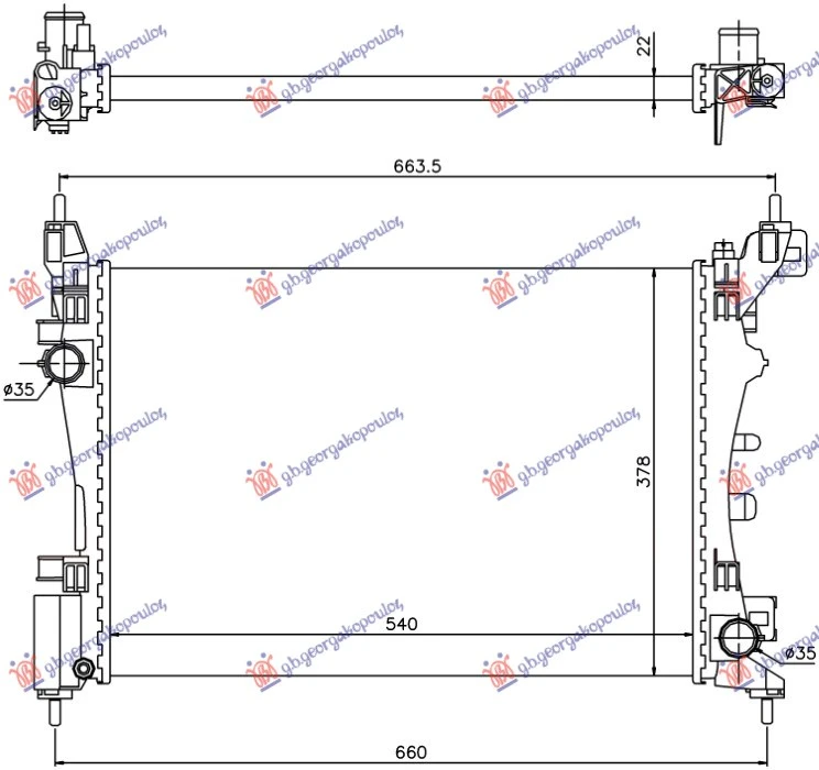 HLADNJAK MOTORA ZA SVE MODELSE BENZIN (MAN/AUTO) (+/-AC) (54x37.5) (NISSENS)