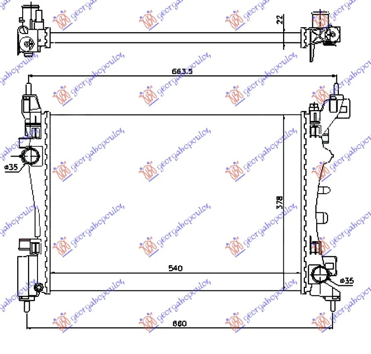 HLADNJAK MOTORA ZA SVE MODELSE BENZIN (MAN/AUTO) (+/-AC) (54x37.5) (VALEO)