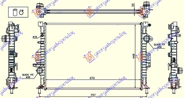 HLADNJAK MOTORA ZA SVE MODELSE BENZIN/DIZEL (AUTO) (670x449x26) (NRF)