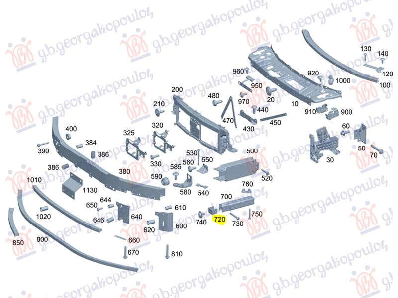 NOSAC SINE PREDNJEG BRANIKA UNUTRASNJI ZADNJI BOCNI (L=D) (PRIKLJUCAK) ALUMINIJUM