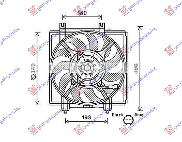 VENTILATOR KOMPL. 2.5 TURBO (342mm) 2PIN