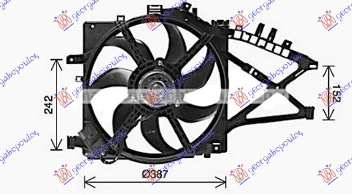 VENTILATOR KOMPLET (1.3/1.7 CDTI DIZEL) (+/-AC) (387mm) (3 PIN) (NISSENS)