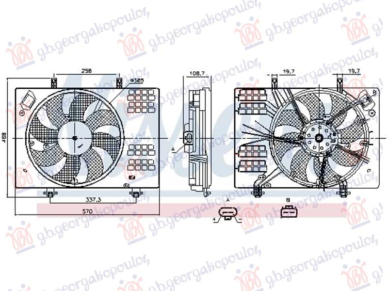 VENTILATOR KOMPLET 1.5/1.6 DIZEL - 1.0 BENZIN (385mm)