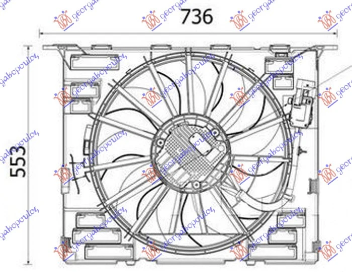 VENTILATOR KOMPLET (2.0 HYBRID - 3.0 BENZIN) (484mm) (600W) (4 PIN)