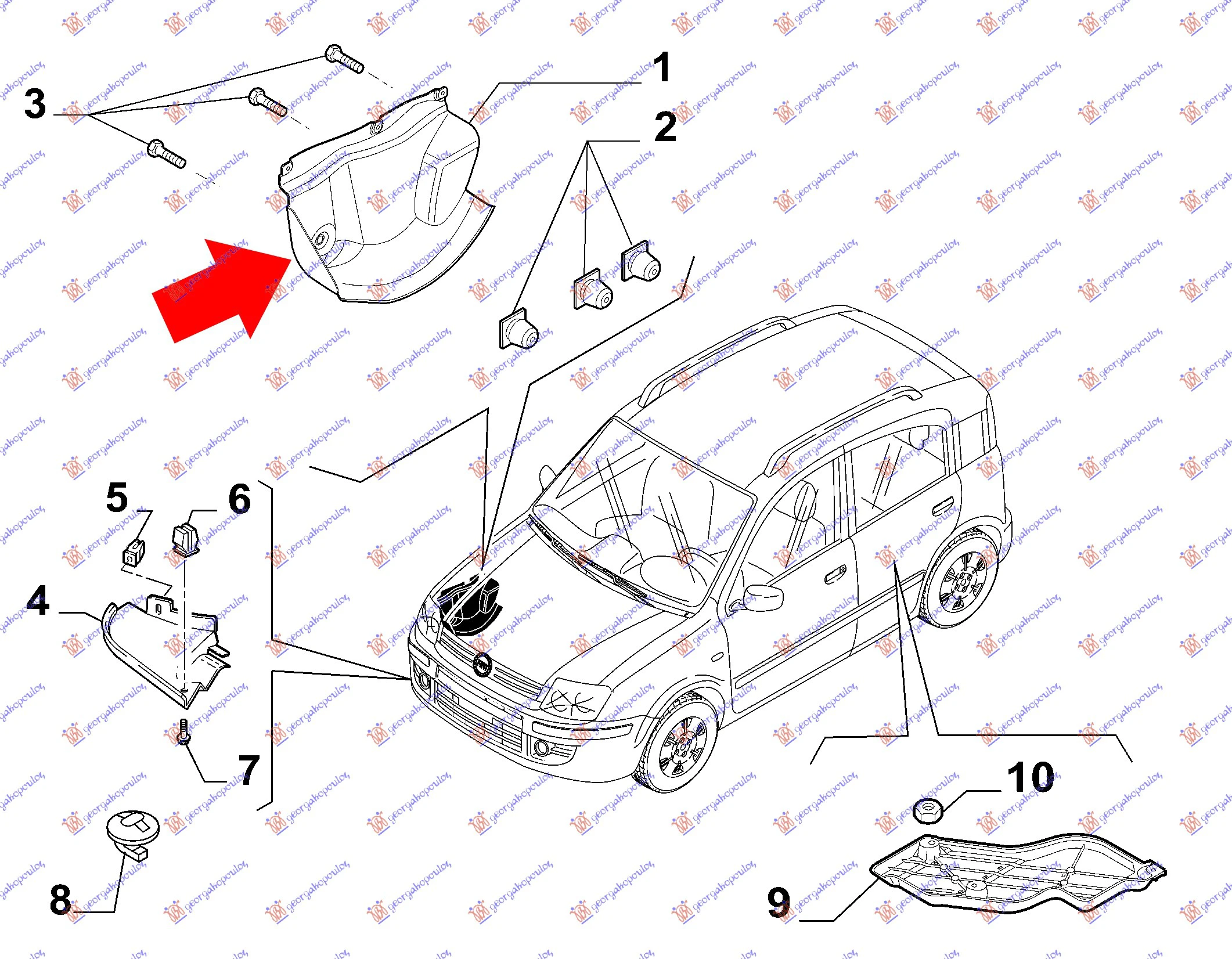 ZAST.MOT.ISPOD ALTERNATORA BENZ.1.1/1.2