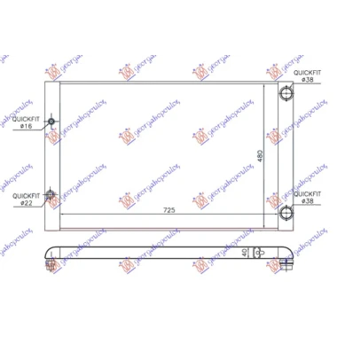 HLAD. 3.7-4.2i BENZ. (725x480x40)RH TUBE