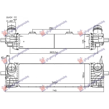 HLADNJAK INTERKULERA 2.0 BENZIN - 3.0 DIZEL (540x173x105)