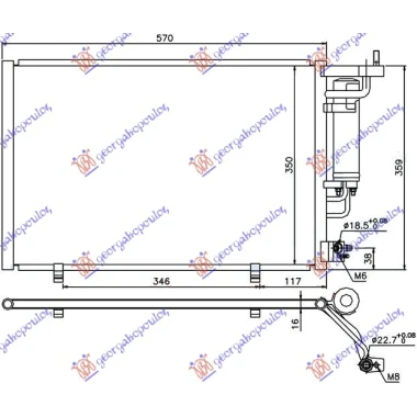 HLADNJAK KLIME 1.25/1.4/1.6 EFi BENZIN - 1.5 TDCi DIZEL (520x320x16) (MARELLI)