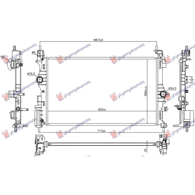 HLADNJAK MOTORA 1.0 TURBO BENZIN (MAN) (B10XFL 66KW) (620x370x16) (NRF)