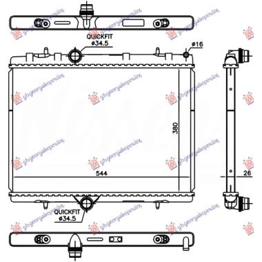 HLADNJAK MOTORA 1.2 THP BENZIN (380x540x26) (BRZA SPOJNICA) (NRF)