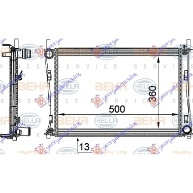HLADNJAK MOTORA 1.2/1.4/1.6 (+/-AC) (500x356) (MAHLE BEHR)