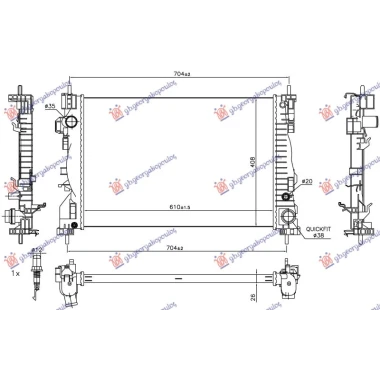 HLADNJAK MOTORA 1.4 TURBO (120) (61x40.5x2.6) (MARELLI)