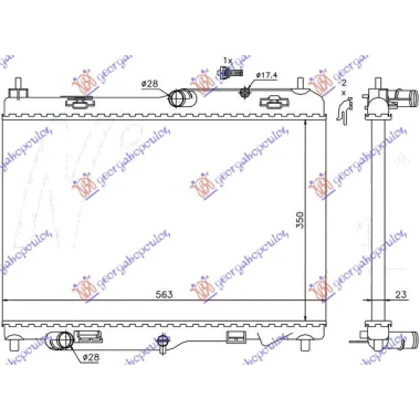 HLADNJAK MOTORA 1.4/1.6 TDCI (MAN) (+/-AC) (563x350) (NRF)