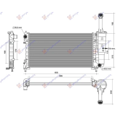 HLADNJAK MOTORA 1.4CC 16V (+/-AC) (58x30.8) (SA PRELIVNOM CEVI) (MARELLI)