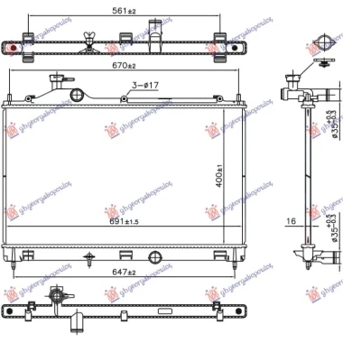 HLADNJAK MOTORA 1.5 BENZIN (MAN) (400x691) (NISSENS)