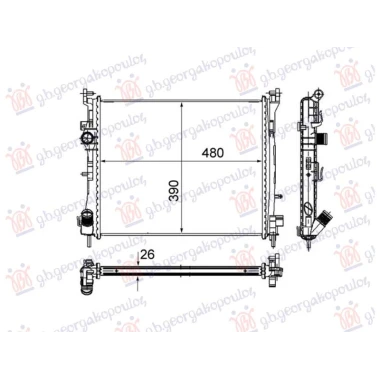 HLADNJAK MOTORA 1.5 DIZEL DCi 2003- (480x414x270) 74KW (NRF)