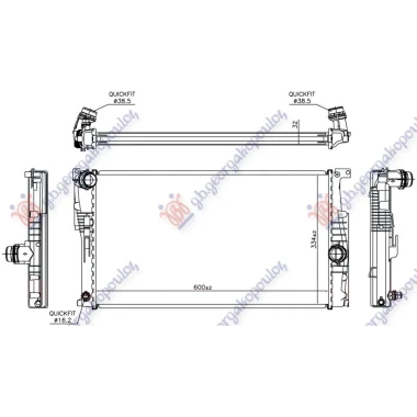 HLADNJAK MOTORA 1.5/1.6/3.0 (118i/120i/125i/135i-M) BENZIN - 2.0 (120d/125d) DIZEL (MAN) (600x334x32) (NRF)