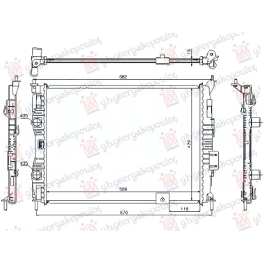 HLADNJAK MOTORA 1.6 BENZIN (590x430x16) (BEZ CEVI) (NRF)