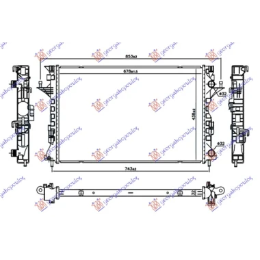 HLADNJAK MOTORA 1.9/2.0 DCi DIZEL (678x438x32) MALI NOSACI (NRF)