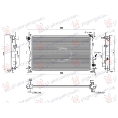 HLADNJAK MOTORA 2.0 BENZIN - 1.8 DIZEL TDCi (+/-AC) (600x350) (NRF)