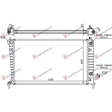 HLADNJAK MOTORA 2.0/2.3 BENZIN (AUTO) (608x359) (NRF)