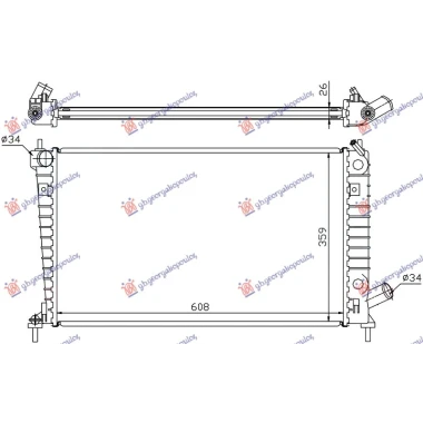 HLADNJAK MOTORA 2.0/2.3 BENZIN (MAN) (608x359) (NISSENS)