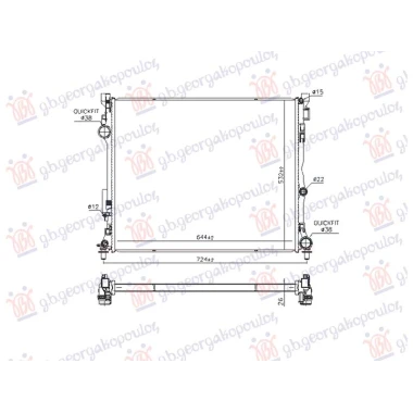 HLADNJAK MOTORA 2.0/3.0 BENZIN/HIBRID - 2.0/2.9 DIZEL/HIBRID (645x523x26) (VALEO)