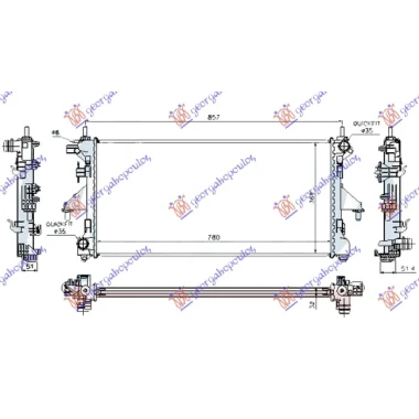 HLADNJAK MOTORA 2.2/2.3/3.0 JTD DIZEL (MAN) (+/-AC) (780x380x26) (LEMLJEN SPOJ) (NISSENS)