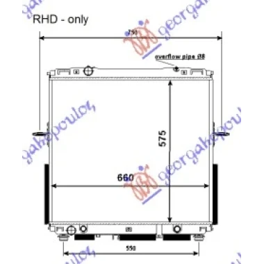 HLADNJAK MOTORA 2.4-3.5 BENZIN (AUTO) (+/-AC) (57.8x62.8) 8mm (HALLA TIP) (NISSENS)