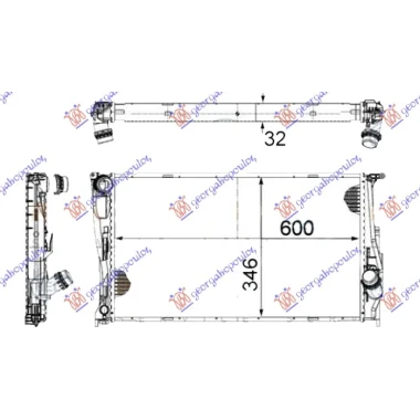 HLADNJAK MOTORA 3.0 (135i) BEN (MAN) 2.0 (116D/118D/120D/123D) DIZ (MANUAL/AUTOMATIC) (600x340x32) 1 CEV (MAHLE BEHR PREMIUM-L)