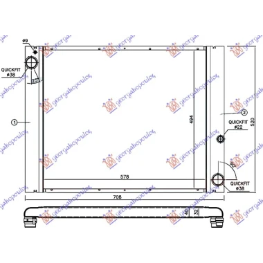 HLADNJAK MOTORA 3.0 TD DIZEL (AUTO) (570x500) CEO ALUMINIJUM (NISSENS)